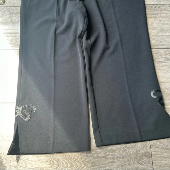 Vintage Joseph Ribkoff Draped Jersey Fabric Cropped Pants With Faux Leather Trim - Picture 7 of 14